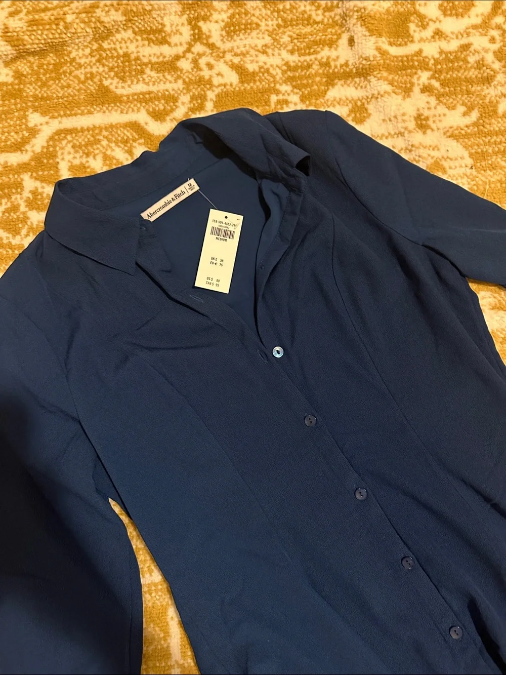 Abercrombie & Fitch Navy Long-Sleeve Button Dress - Picture 6 of 6